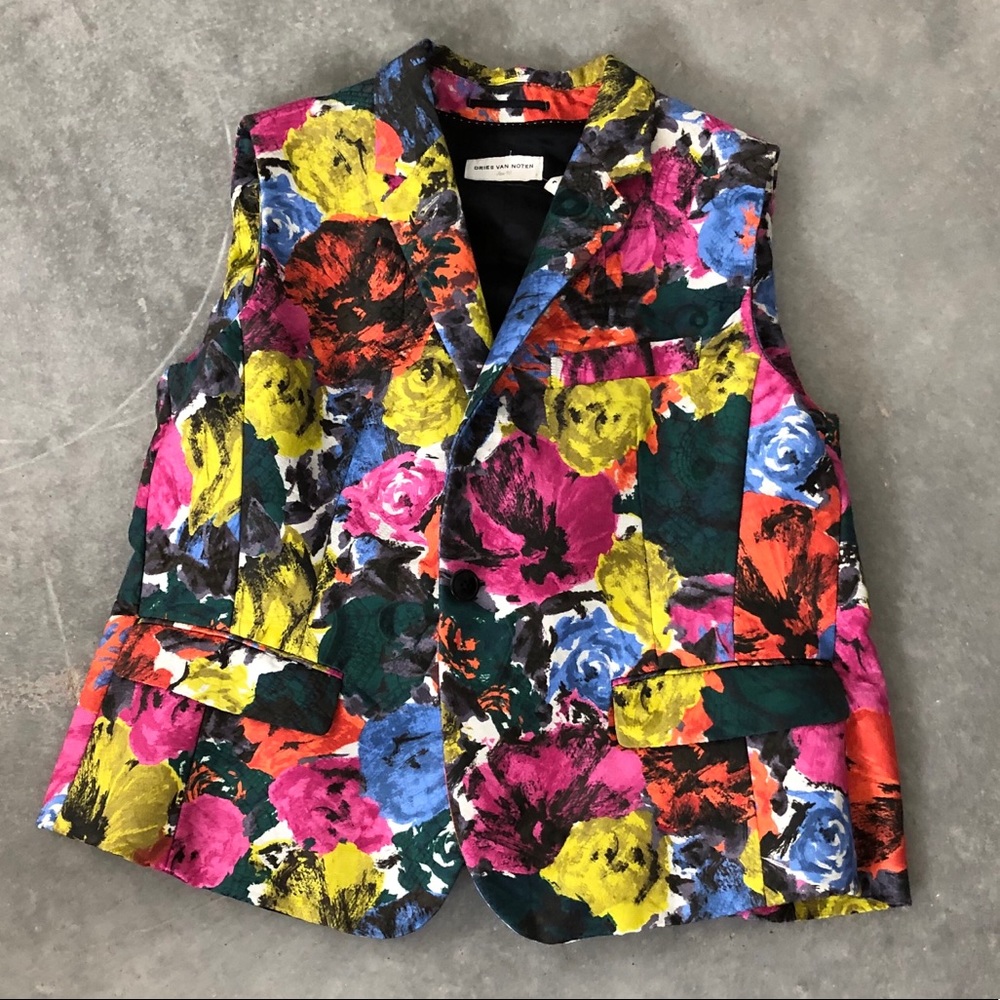 REDUCED - Dries Van Noten jacquard pleated vest